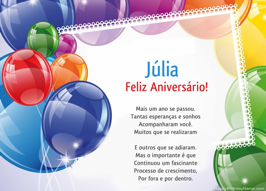 Feliz aniversário, Júlia!  Feliz aniversário, Mensagens de