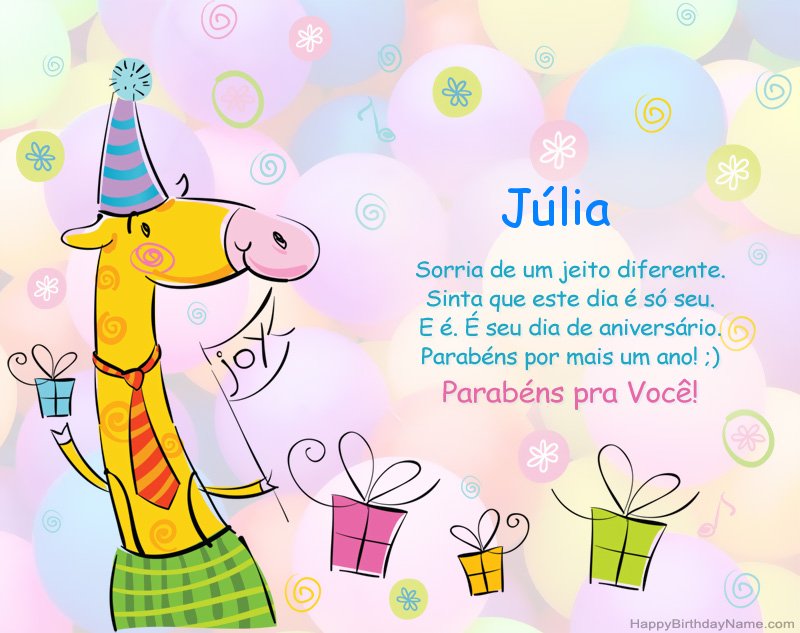 Mensagens de Parabéns e Feliz Aniversário para Júlia 🎂