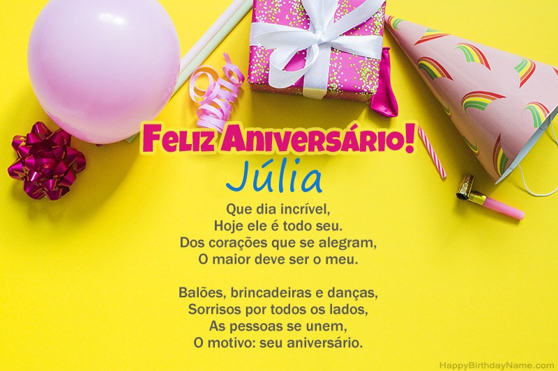 Feliz aniversário e parabens Julinha - mensagem de aniversário
