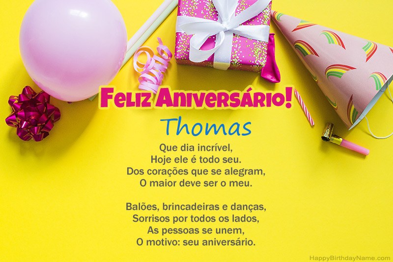 Feliz Aniversário Thomas em prosa