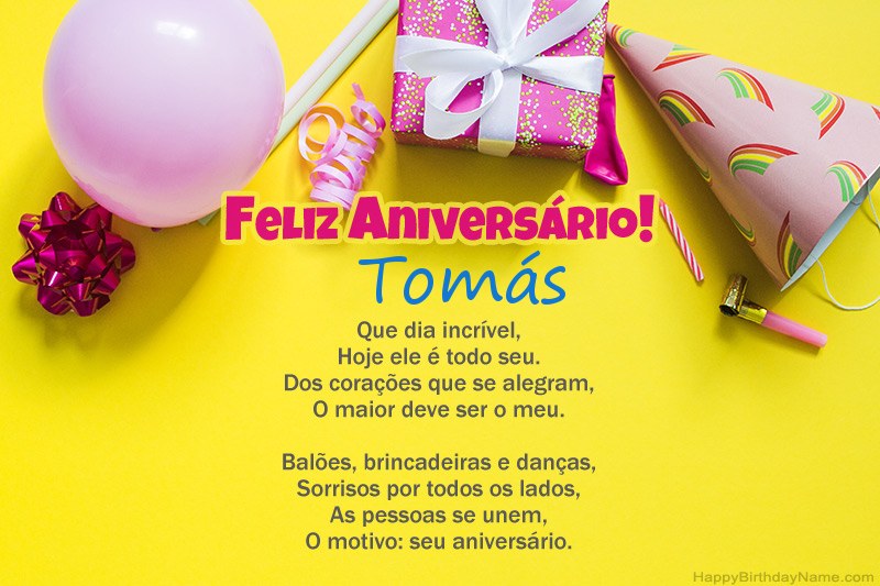 Feliz Aniversário Tomás em prosa